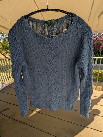 Lauren Ralph Lauren Pullover Grösse M blau 100% Leinen
