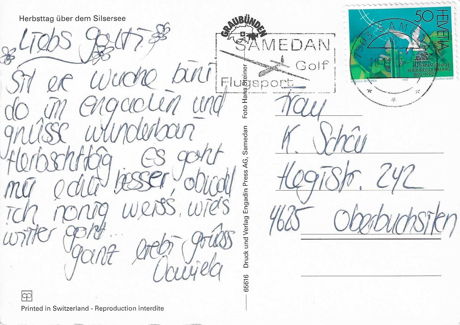 Cartoline postali: Herbsttag über dem Silsersee GR – Usato da Rothrist venduto da Stranglehold 1