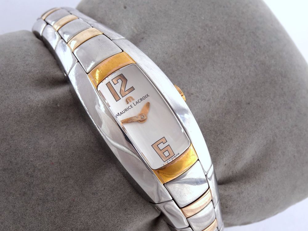 MAURICE LACROIX INTIUTION 32859 GOLDCAP QUARTZ DAMENUHR (Gebraucht