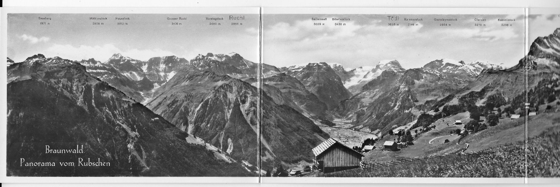 Cartoline postali: Braunwald, Panorama von Rubschen – Usato da Hefenhofen venduto da Richsalz