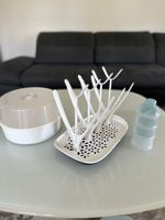 Avent drying rack + milk powder dispenser set + steriliser