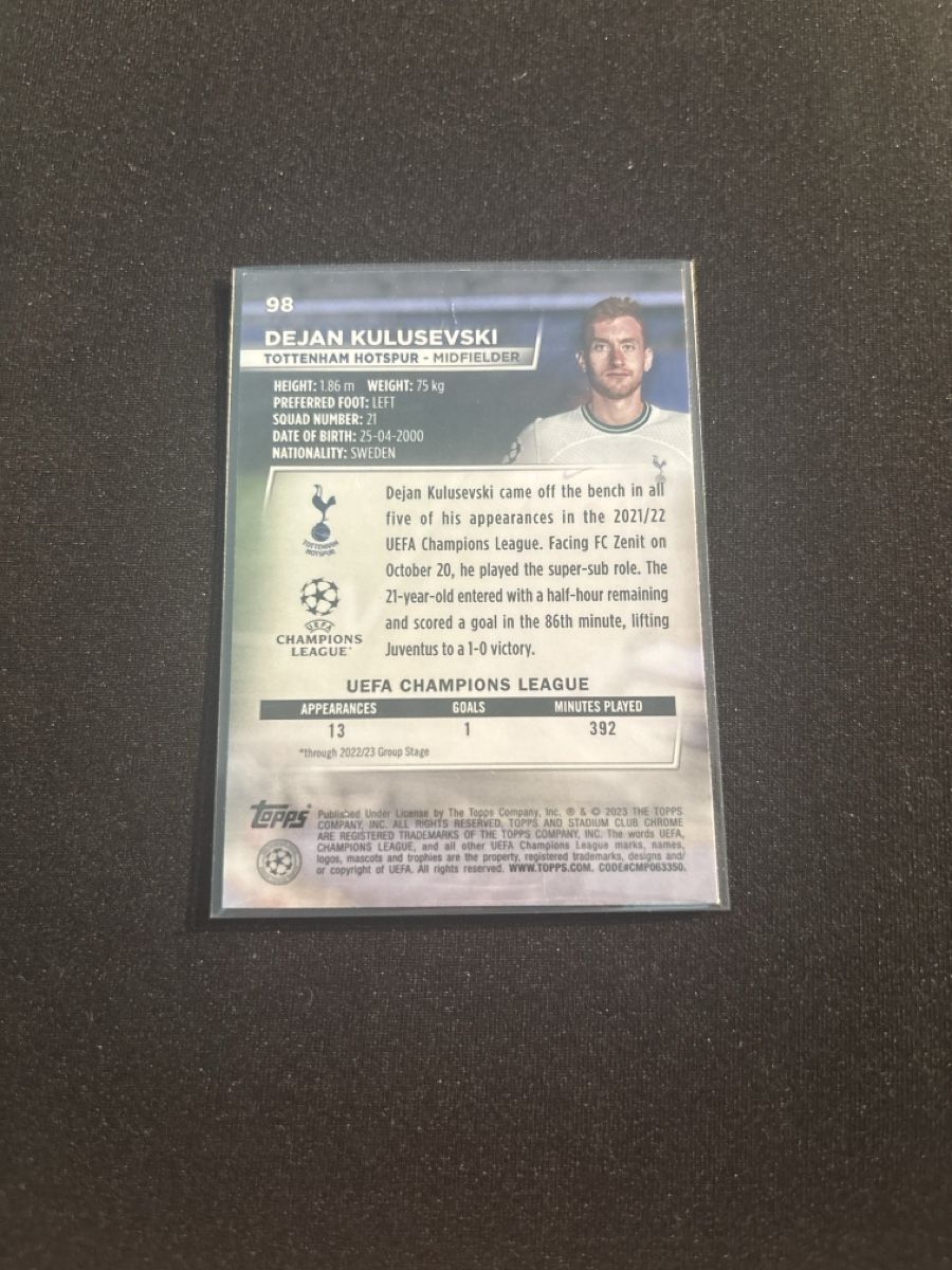 Topps Carte collezionabili: Dejan Kulusevski - Tottenham Hotspur - Topps  – Usato da Kaiseraugst venduto da Baum_12 1