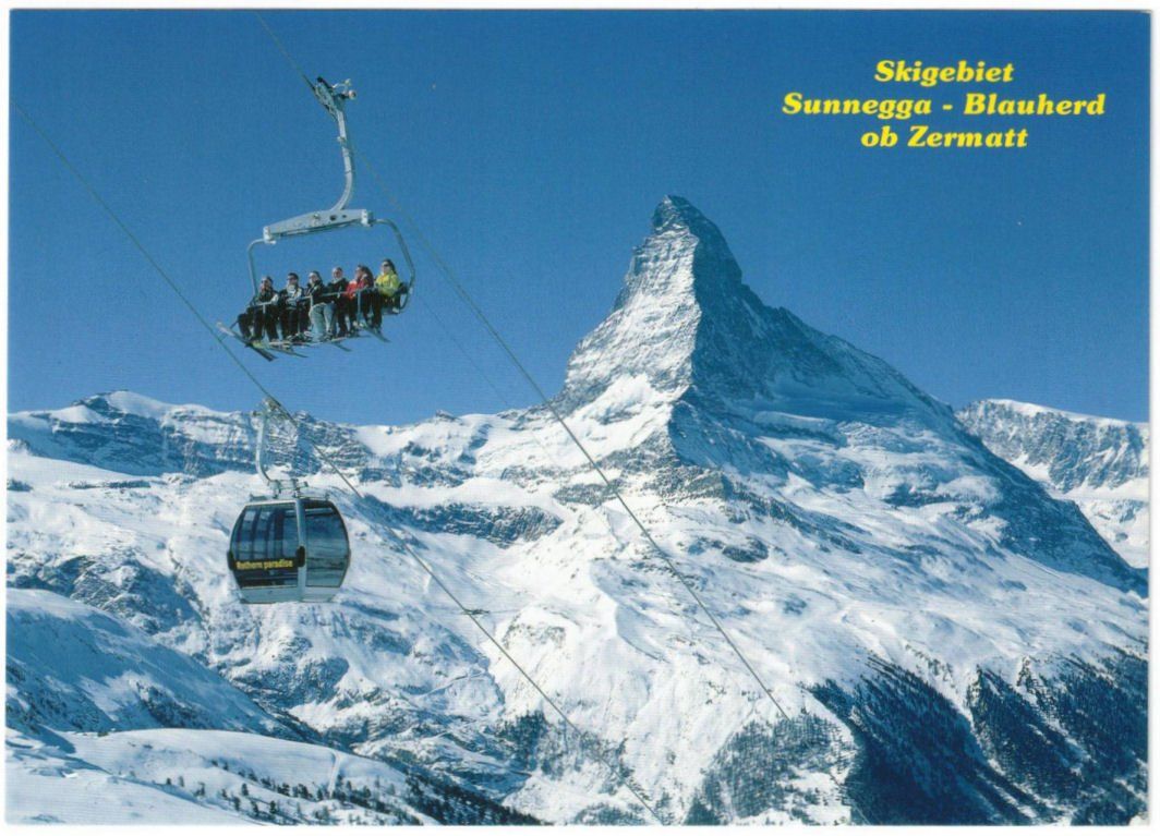 Cartoline postali: Zermatt - Kombibahn Sunnegga--Blauherd – Usato da Binningen venduto da Mountainrider