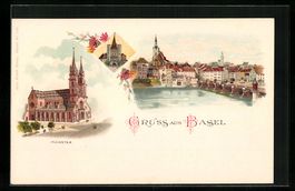 Litho Basel, Münster mit Totalansicht
