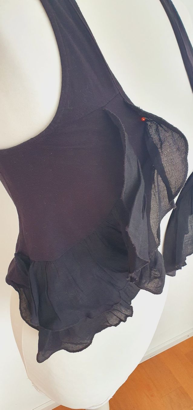 H&M Gilet & Giacche senza maniche: Gilet schwarz, Gr. XS Baumwolle mit Vollants – Usato da Stansstad venduto da InStyle8 2