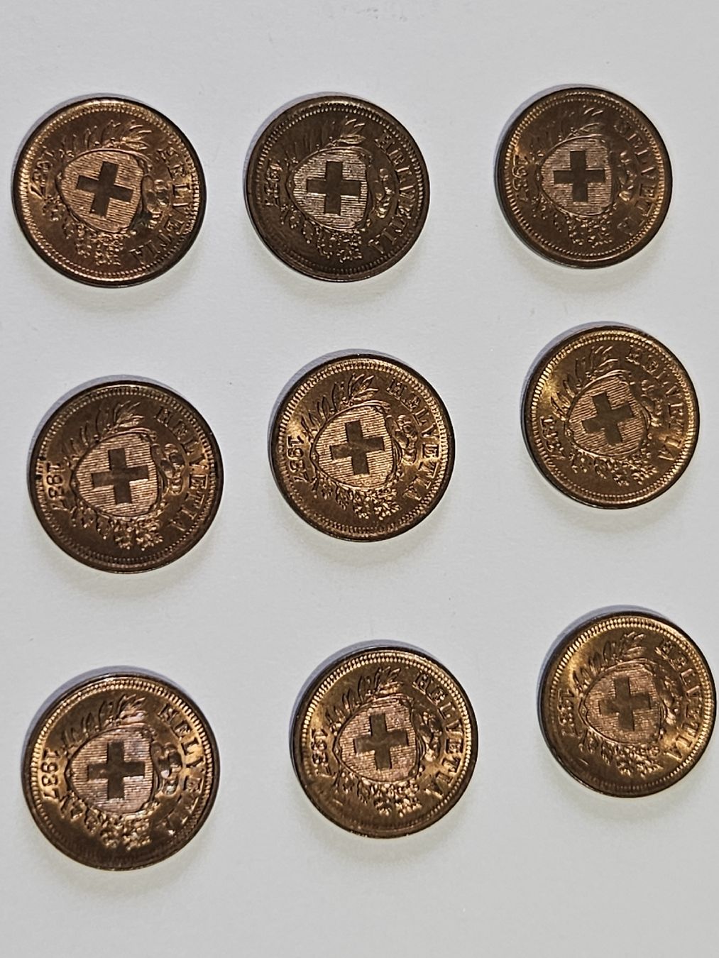Tutti le monete: 1 Rappen 1937, 9 Stk. – Usato da Pfäffikon ZH venduto da Melibol 1