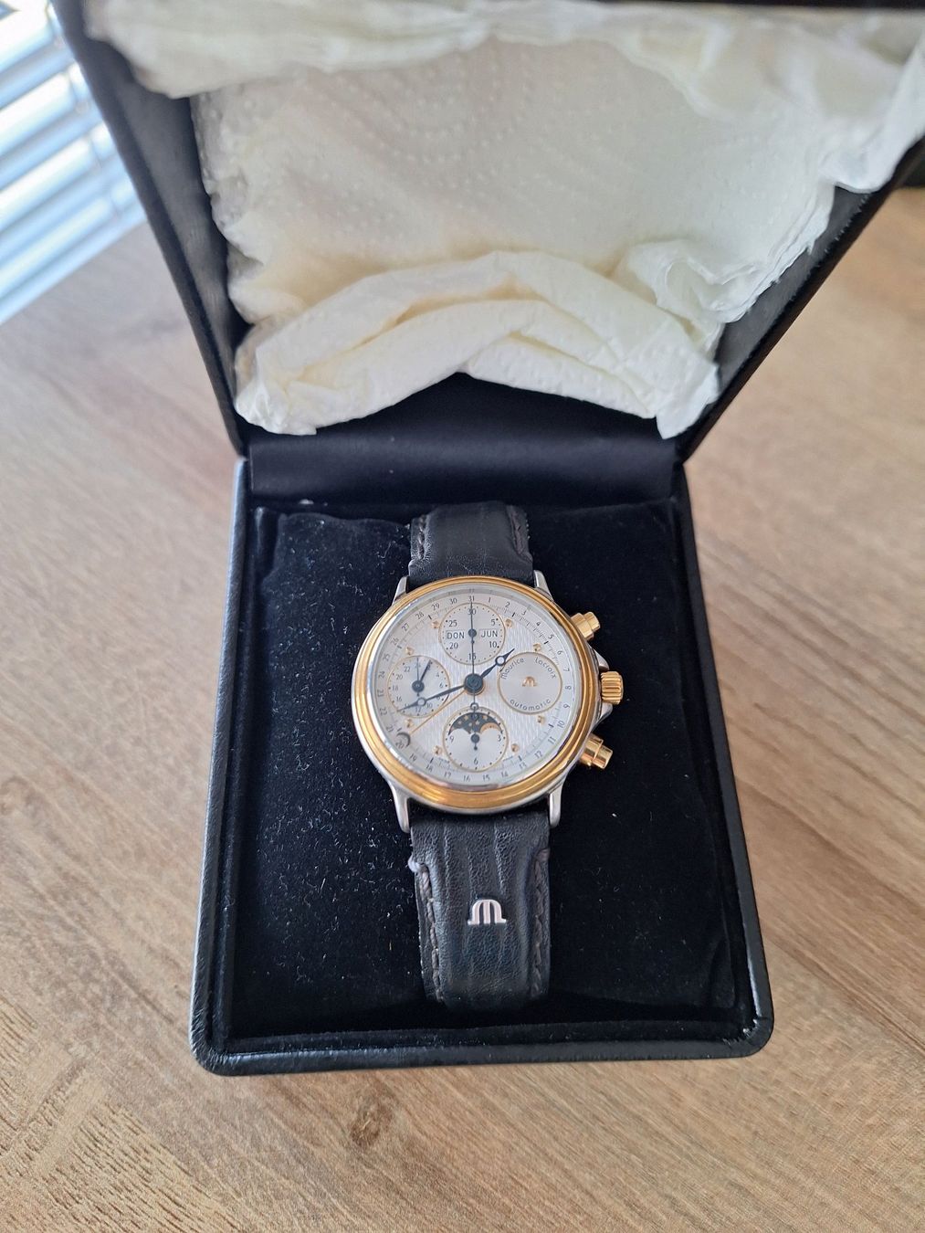 Maurice Lacroix Orologi: Maurice Lacroix Masterpiece Chronograph mit Mondphase – Usato da Wichtrach venduto da Guru22