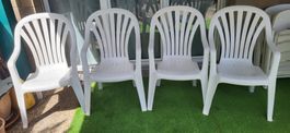 4 Stück Camping-Stühle stapelbar, weiss