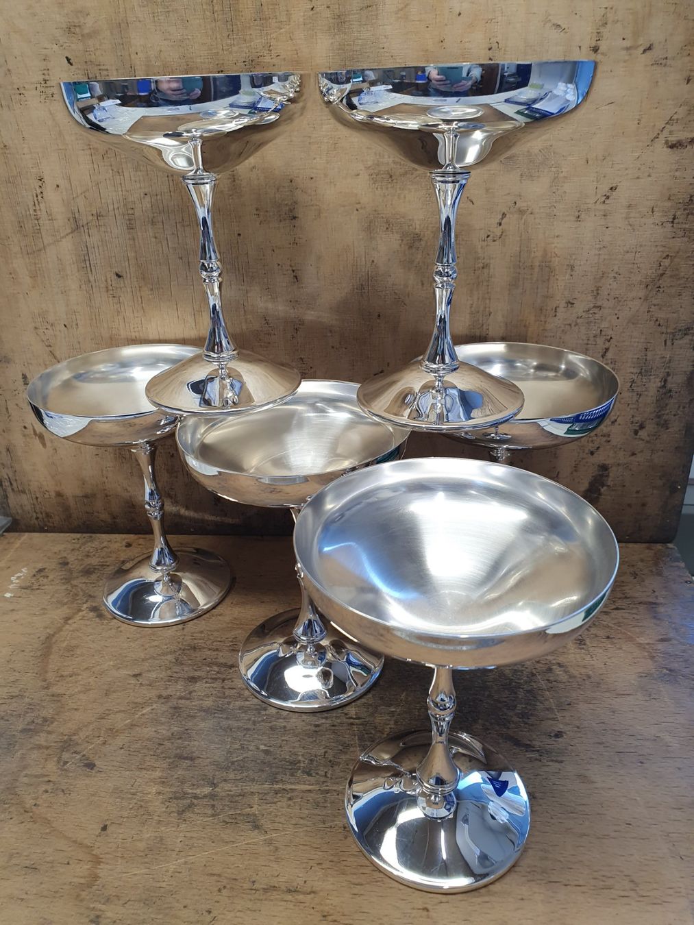 Ciotole: 6 Stk schöne Glacéschalen versilbert F.B. Rogers – Usato da Luzern venduto da Silbag97 1