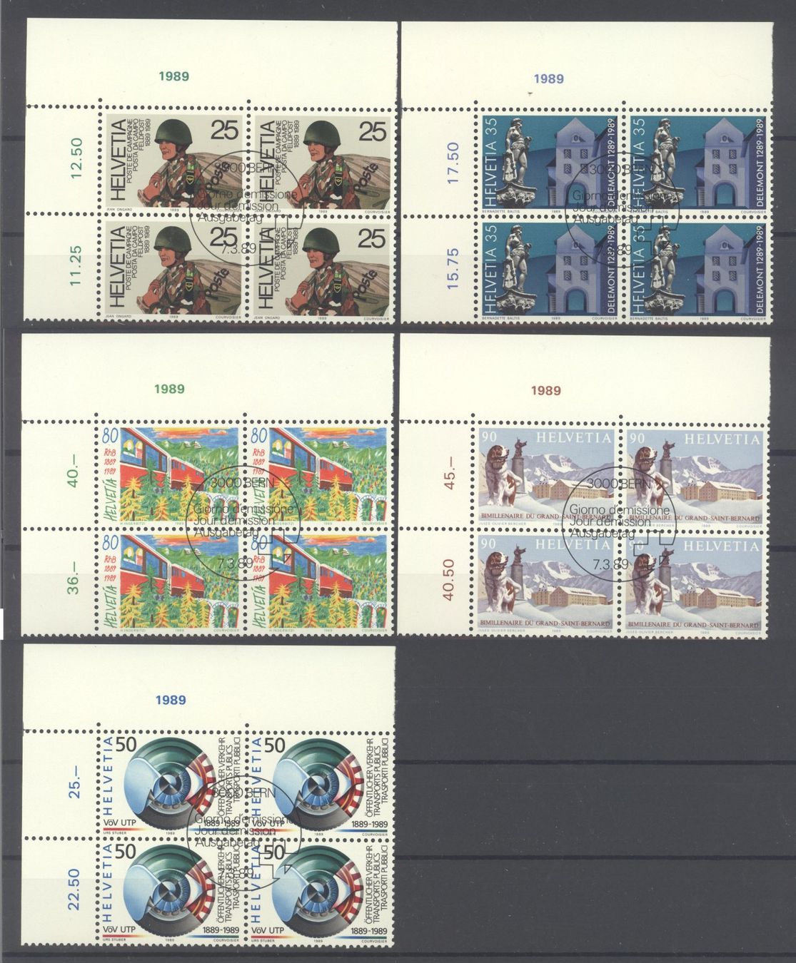 Tutti i francobolli: 1989, Sonderpostmarken I, ET – Usato da Willisau venduto da Vollstempel