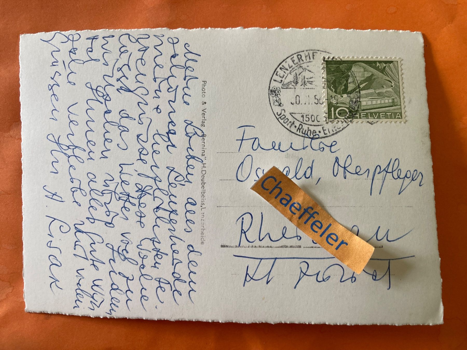 Cartes postales: 1956 Lenzerheide 1500 M. ü. M. – D'occasion à Zürich par Chaeffeler 1