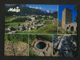 Maloja, 1809 müM., Turm Belvedere, Keltensteine, Römerweg...