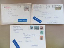 3 gelaufene Briefe von Kanada in die Schweiz 1982/85/89
