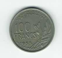 100 Francs Frankreich, 1958, ohne Beaumont-Prägung, Rarität
