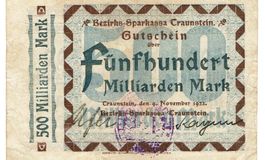Traunstein 500 Mrd.Mark+2U-Schriften 09.11.1923 SS+-SS++