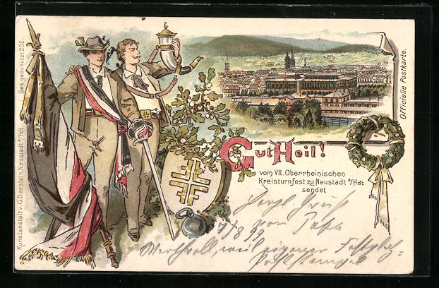 Cartoline postali: Litho Neustadt a. Hdt., VII. Oberrheinis – Usato da Berlin venduto da bartko-reher