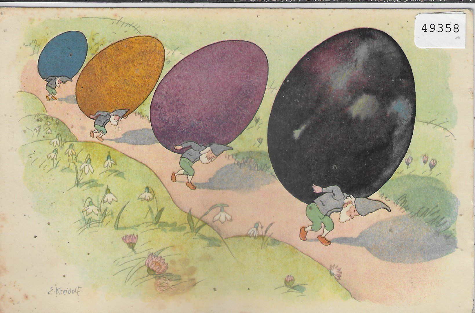 Cartoline postali: E. Kreidolf - Ostern - Zwerge - Pro Juventute – Usato da Ettingen venduto da Kartenplanet