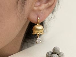 Boucles d'oreilles cloche dorées, argent 925, forme grenade