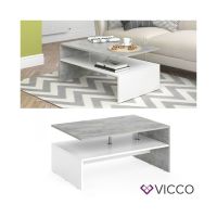 Couchtisch Beistelltisch - Weiss/Beton - Sofatisch - Ablage