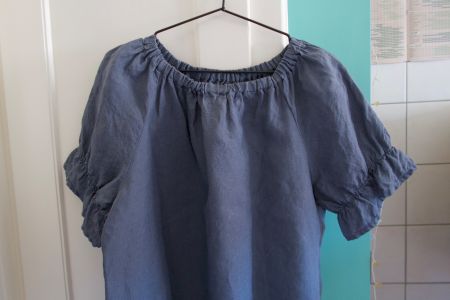 Blouse en lin bleu - S /M (Oversized) - NEU