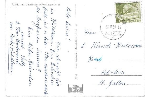 Ansichtskarten: "Älpli" mit Churfirsten – Gebraucht aus Altstätten SG von alpalfa 1