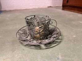 Teelichthalter Tasse mit Unterteller
