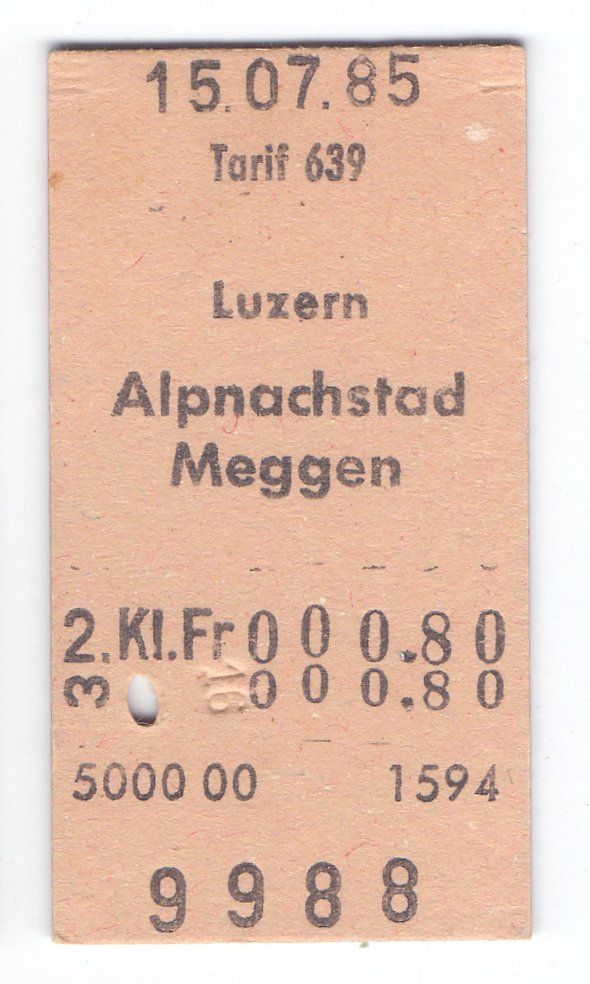 Biglietti: Billette Luzern - Alpnachstad - Meggen – Usato da Langenthal venduto da Sammlungs_aus