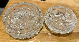 2x Cendrier en cristal taillé de Bohême, vintage