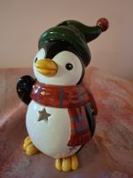 neu: Windlicht Pinguin Keramik Winterdeko