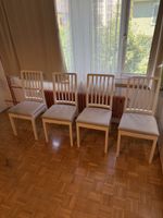 4 Stühle weiss/grau mit Polster Sitzfläche