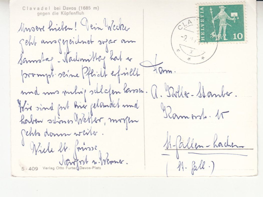 Ansichtskarten: Clavadel 1963 – Gebraucht aus Bürglen TG von StampGraf 1