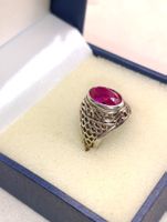 Vintage 875erSilber Ring Rubin Edelstein Meisterpunz 80er