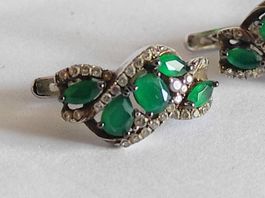 boucles d oreille en Ag 925 avec des zircones et agates