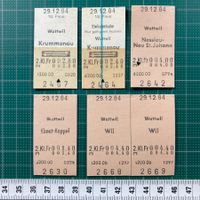 Wattwil, 6 alte Edmondsonsche Bahn Billette, SBB