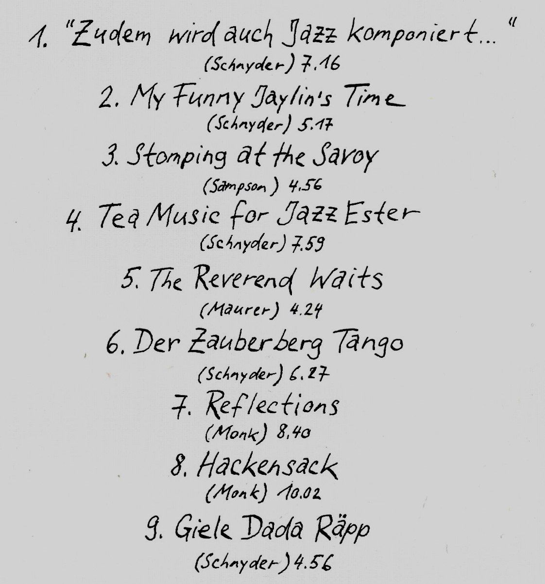 CDs: JazzHorchEster ES WIRD AUCH JAZZ KOMPONIERT Willy SchnyderCD – Gebraucht aus Kandergrund von Sososo 5