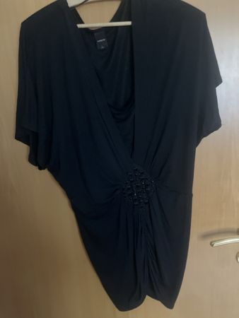Top noir Zebra Taille L avec ornements brillants pour soirée