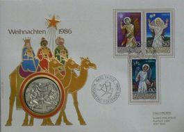 Numisbrief Weihnachten 1986 Silbermünze 900.0