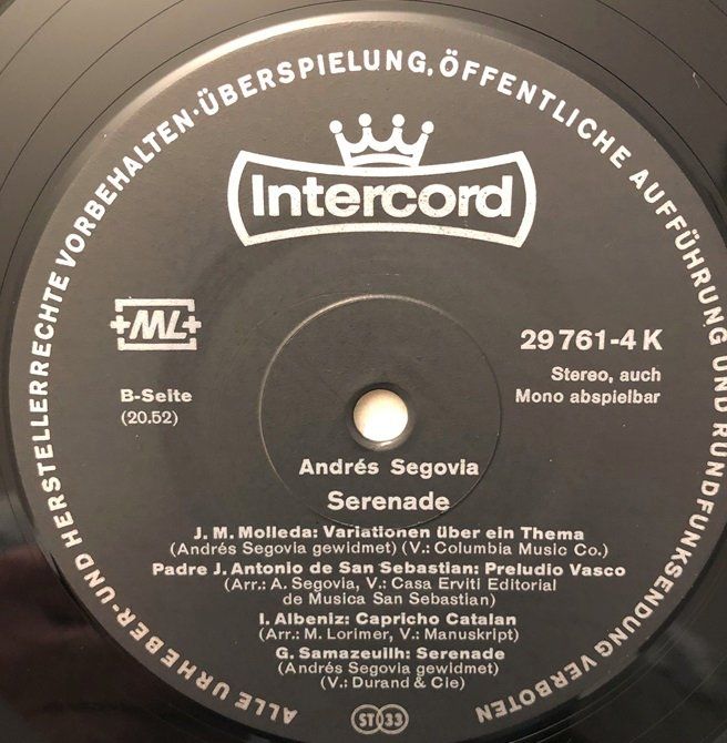 Dischi in vinile: Andrés Segovia - Serenade (LP) – Usato da Grüningen venduto da azulamarillo_vinyl 3