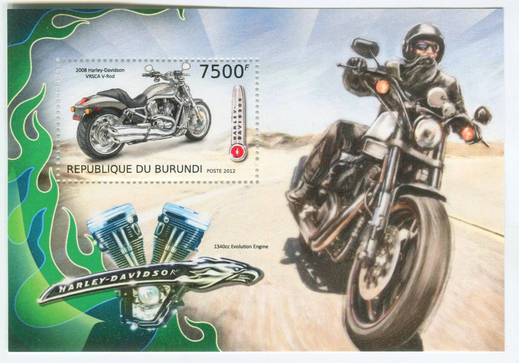 Alle Briefmarken: Block "Harley-Davidson".  Burundi. – Neu und originalverpackt aus Basel von Butsch5