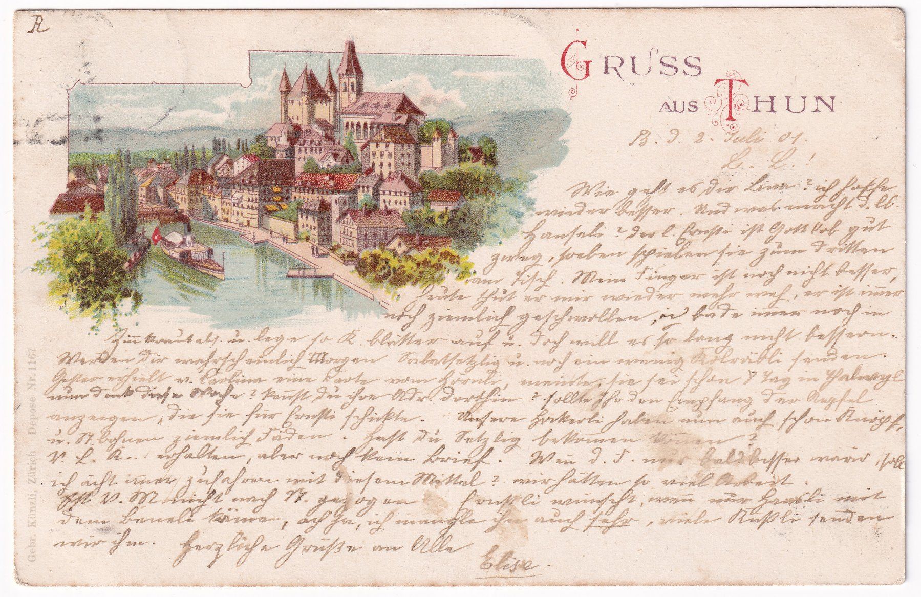 Cartoline postali: Gruss aus Thun  (1901) – Usato da Cormoret venduto da Pascalll2001