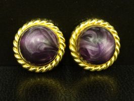 Vintage Ohrclips Clips Ohrschmuck Violet Gold 60er 70er 80er