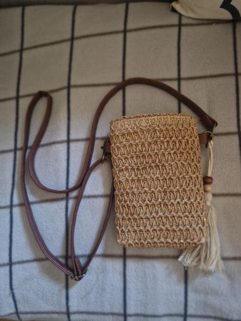 Umhängetasche Strohoptik mit braun beige neu
