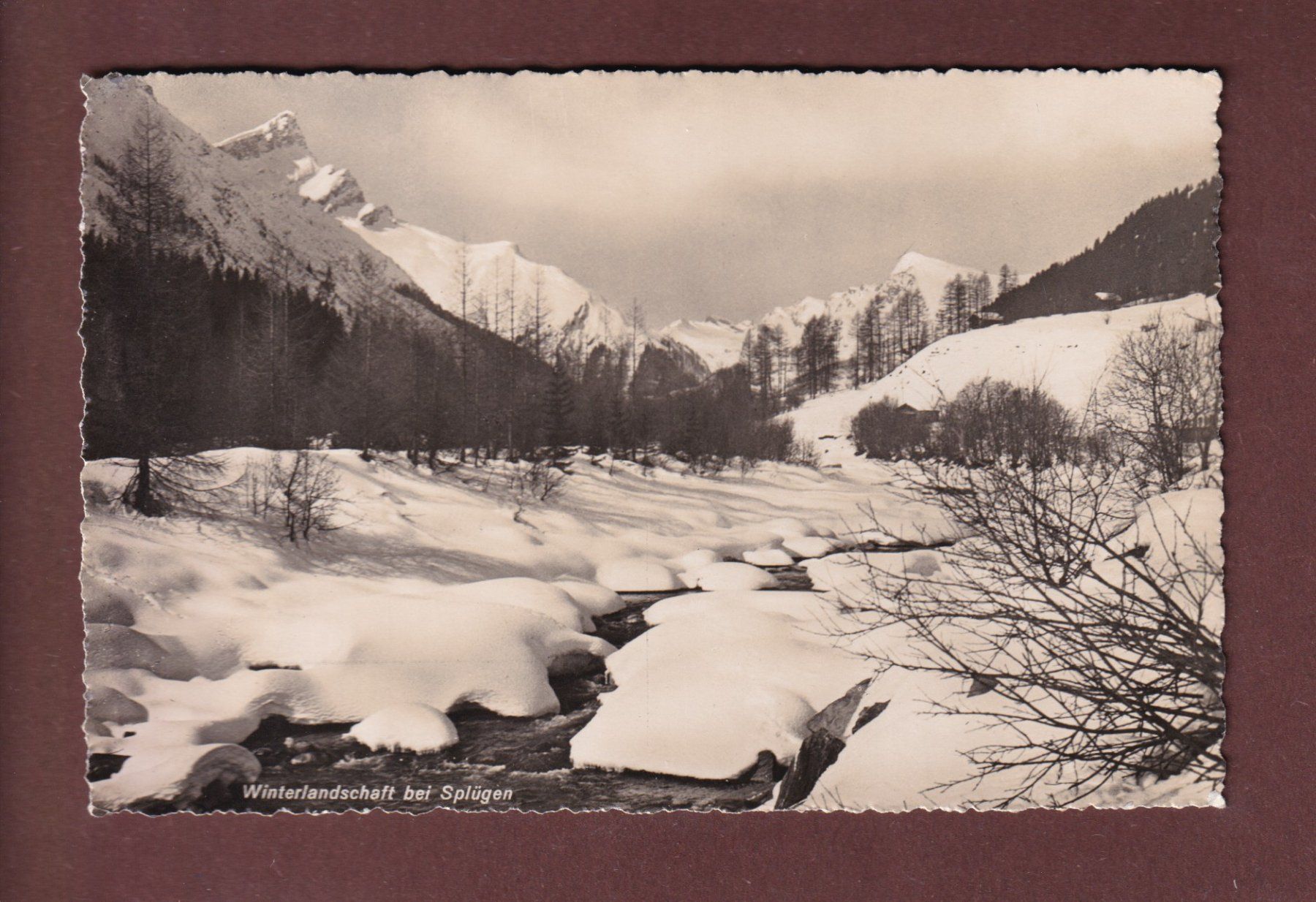 Cartoline postali: Winterlandschaft bei SPLÜGEN - 1945 – Usato da Pully venduto da nicecards-shop