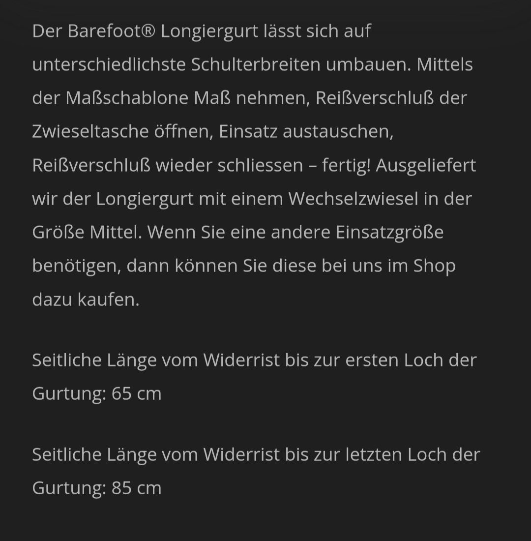 Selle & Accessori: Longier-Therapiegurt Barefoot, neuwertig – Nuovo (secondo la descrizione) da Steffisburg venduto da Bluerodeo 2