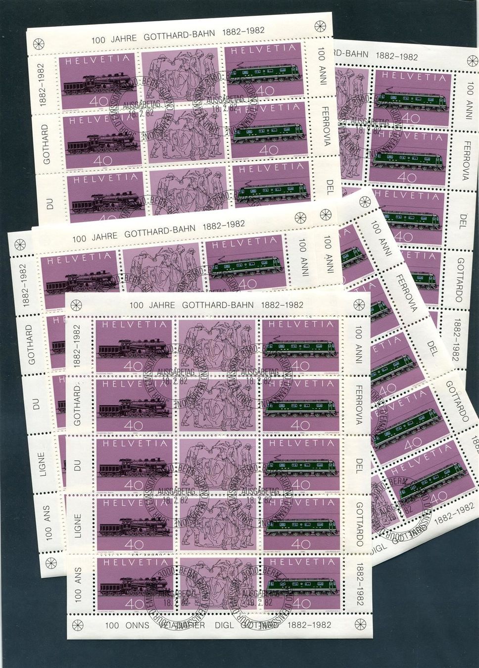 Alle Briefmarken: 1982 Gotthard Kleinbogen 10 Stück ET-O – Gebraucht aus Winterthur von Kyoung