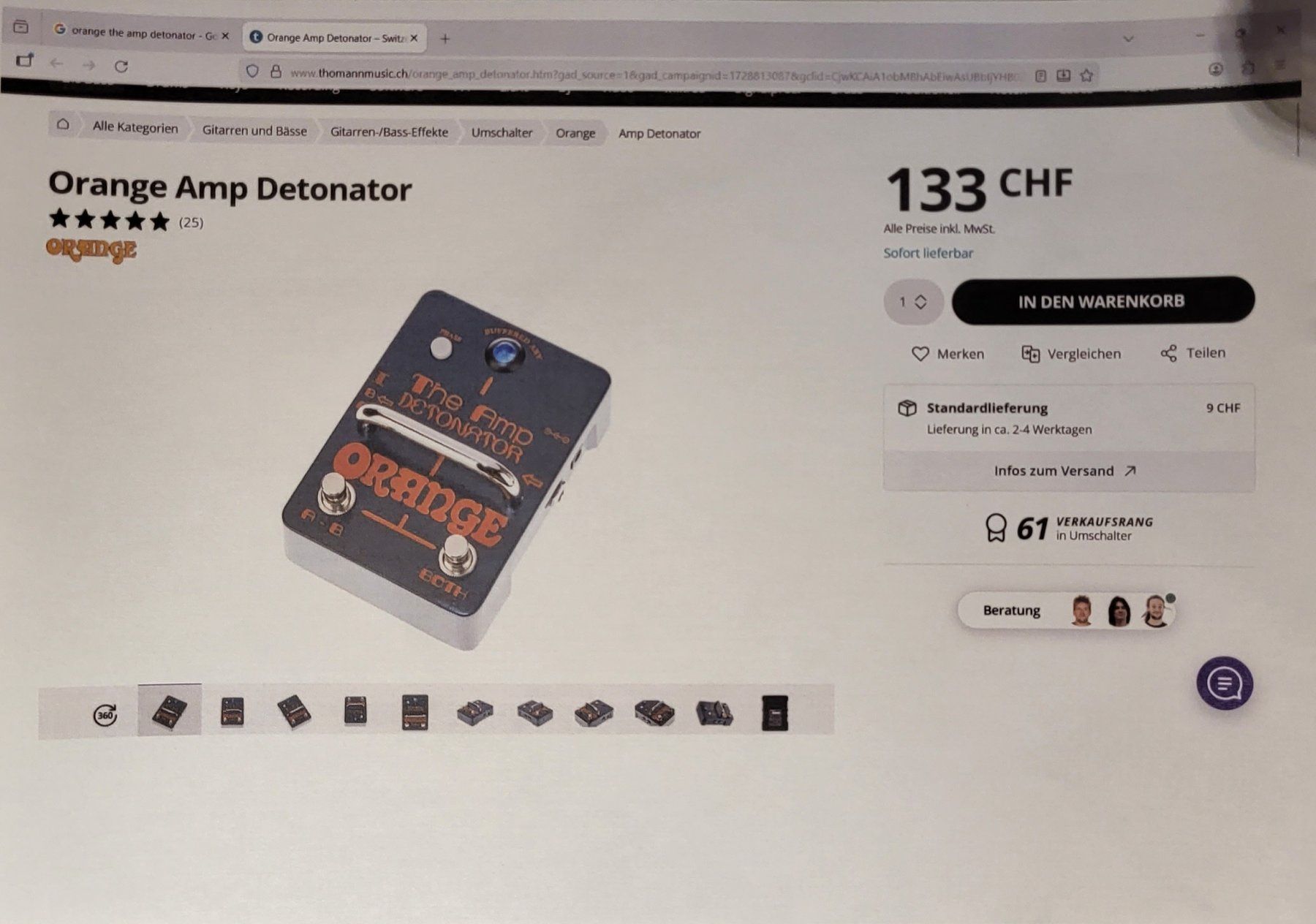 Musikinstrumente: Amp Detonator von Orange – Gebraucht aus Madiswil von Cabarnet