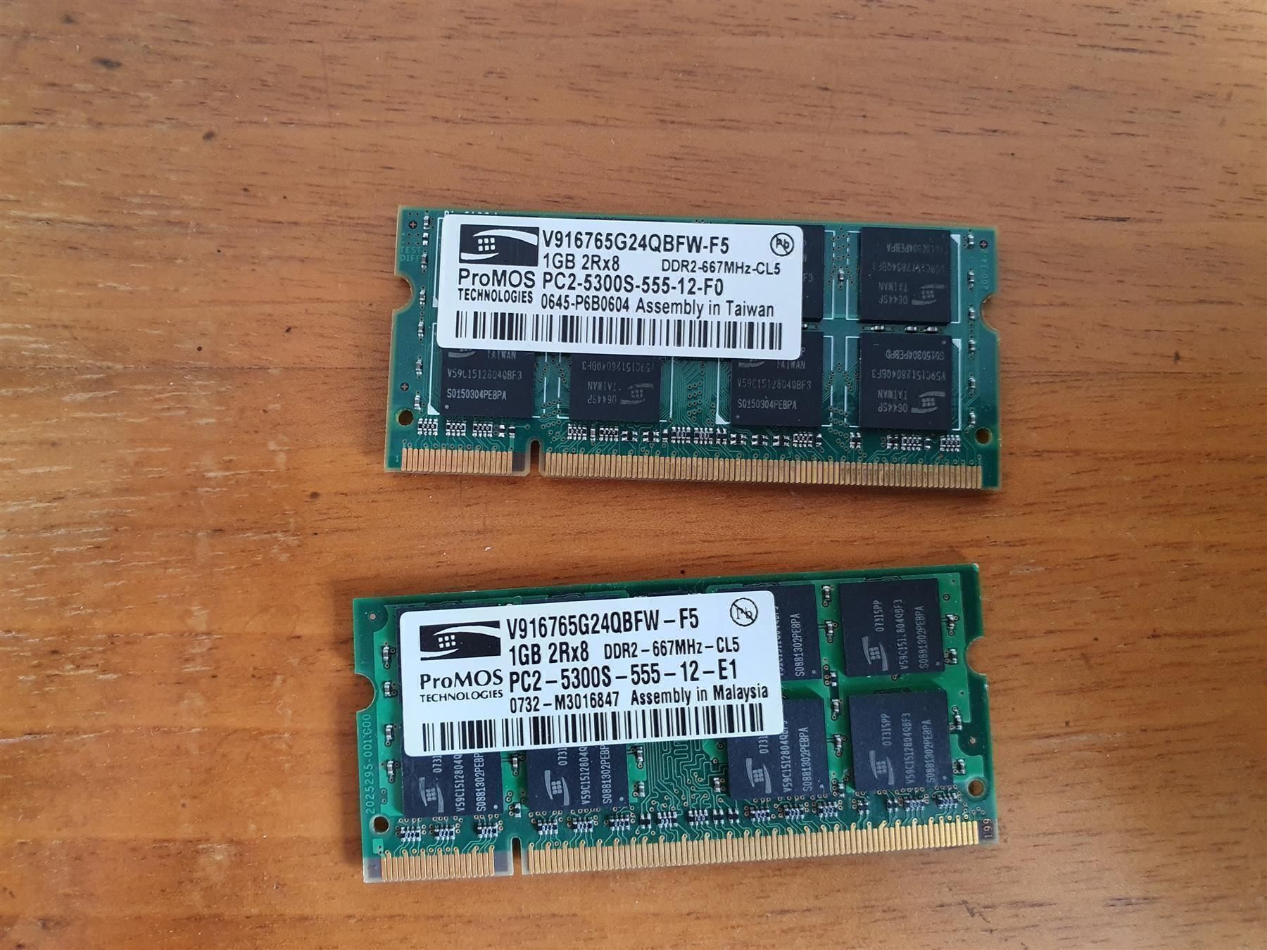 Memory / RAM: 2 Stk. Original IBM 1GB PC2-5300  DDR2 – Gebraucht aus Bern von schatzheber