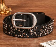 Schwarzer PU-Ledergürtel mit Nieten Rock Style