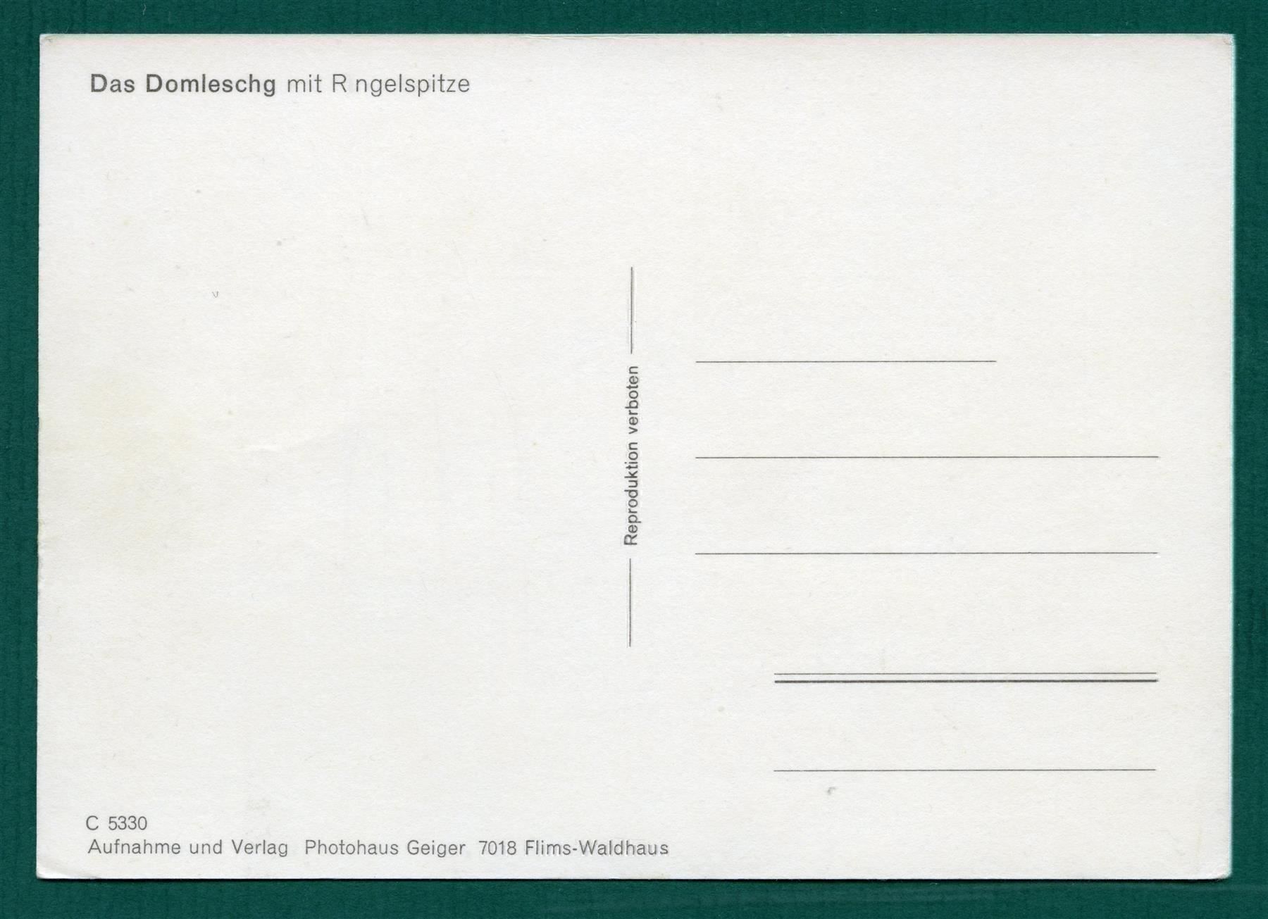 Cartoline postali: Das Domleschg mit Ringelspitze, ungelaufen, Grossformat – Usato da Sargans venduto da Hausi1951 1