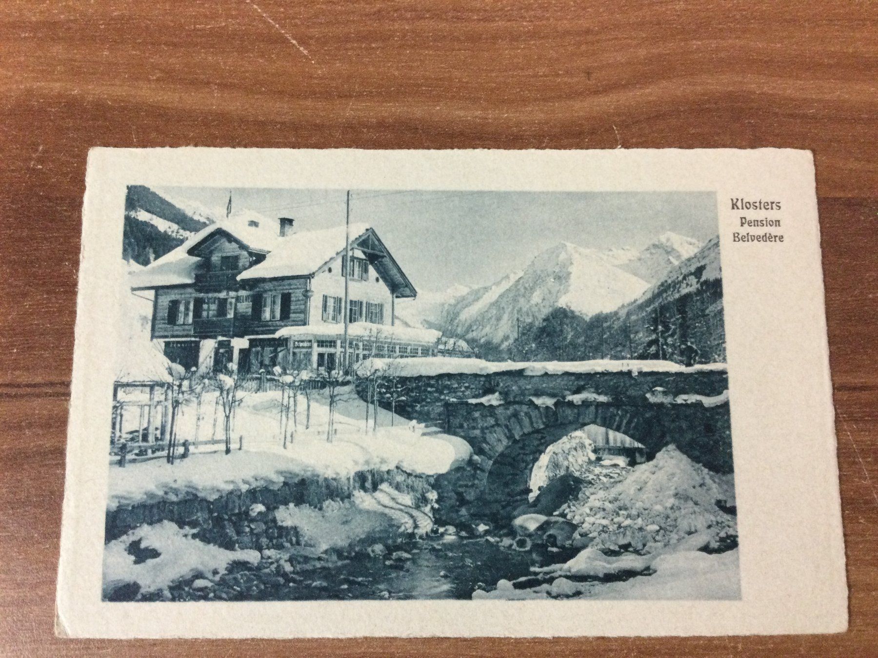 Ansichtskarten: Antike Ansichtskarte Klosters Pension Belvedere Winter – Gebraucht aus Wangen SZ von kuriosum12